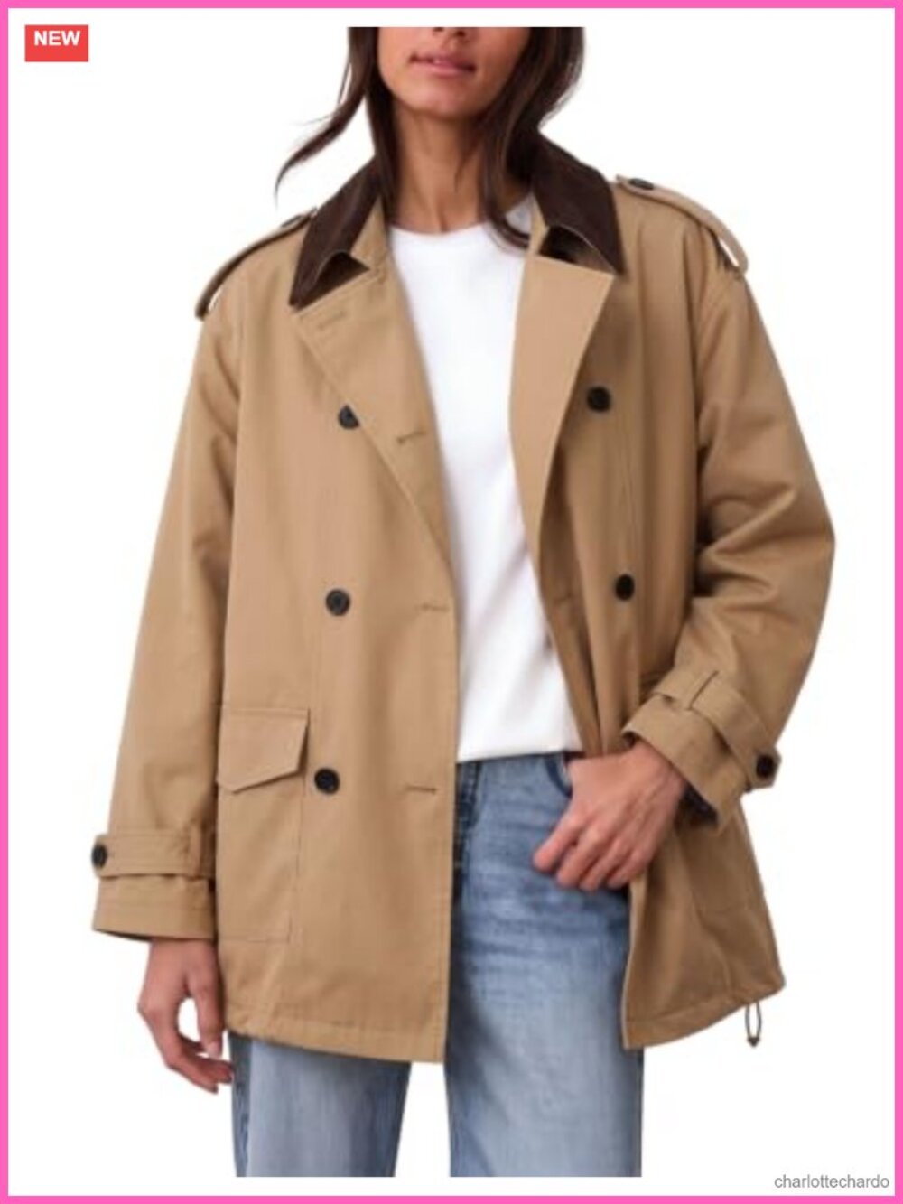 Oversized Trench Coat Double Breasted High Low Hem Corduroy Lapel